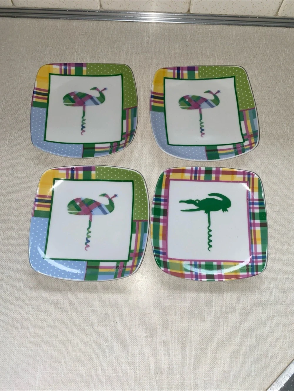 Thirstystone Ceramic Vineyard VTG Whales‎ & Alligator Coasters Set of 4